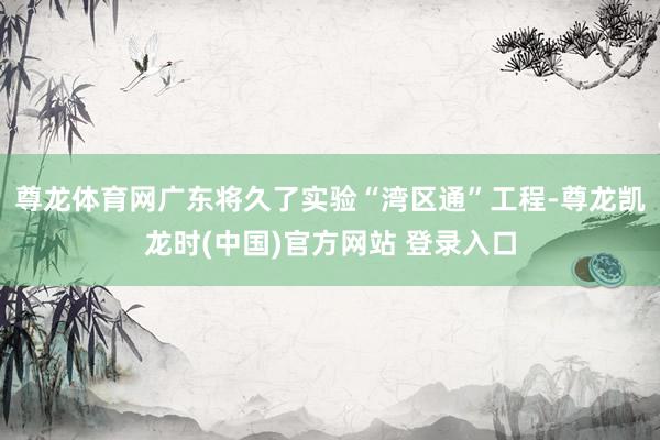 尊龙体育网广东将久了实验“湾区通”工程-尊龙凯龙时(中国)官方网站 登录入口