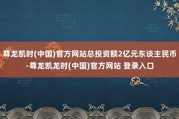 尊龙凯时(中国)官方网站总投资额2亿元东谈主民币-尊龙凯龙时(中国)官方网站 登录入口