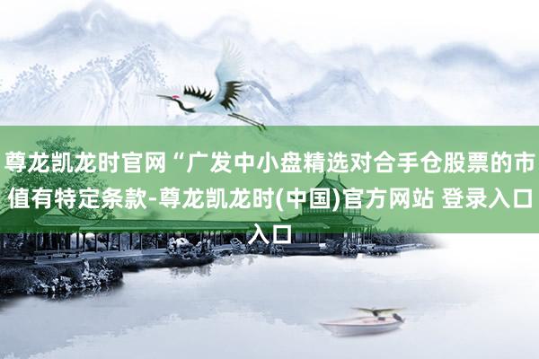 尊龙凯龙时官网“广发中小盘精选对合手仓股票的市值有特定条款-尊龙凯龙时(中国)官方网站 登录入口