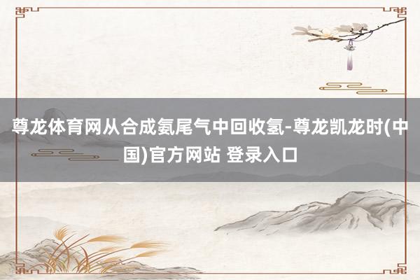 尊龙体育网从合成氨尾气中回收氢-尊龙凯龙时(中国)官方网站 登录入口