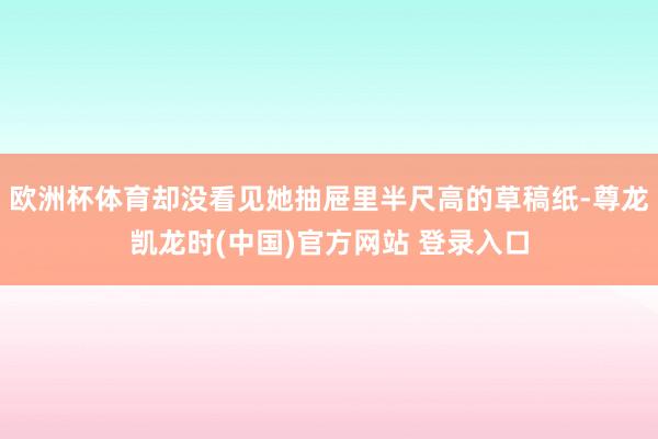 欧洲杯体育却没看见她抽屉里半尺高的草稿纸-尊龙凯龙时(中国)官方网站 登录入口