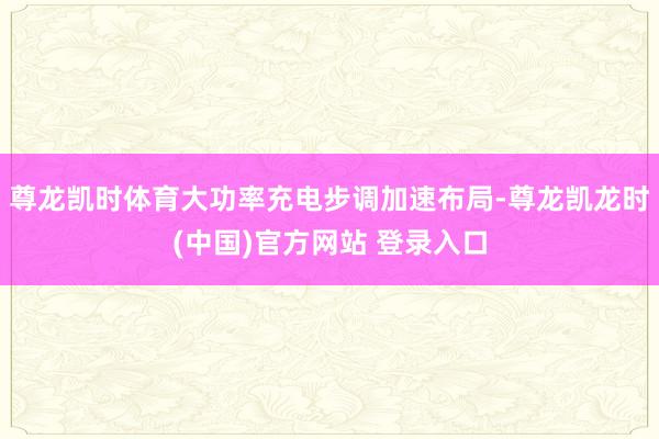 尊龙凯时体育大功率充电步调加速布局-尊龙凯龙时(中国)官方网站 登录入口