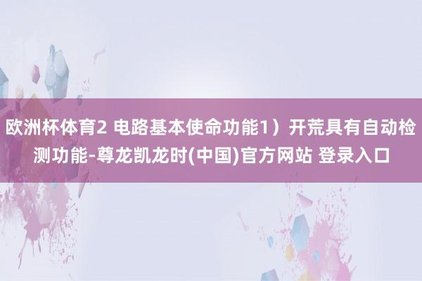 欧洲杯体育2 电路基本使命功能1)开荒具有自动检测功能-尊龙凯龙时(中国)官方网站 登录入口