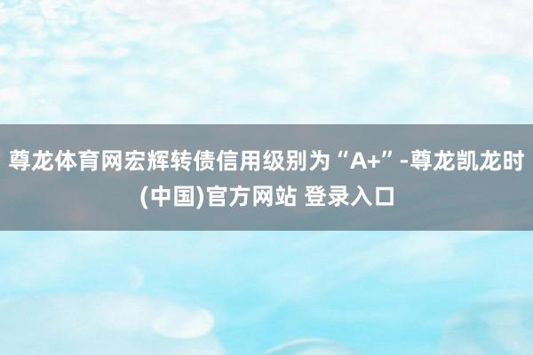 尊龙体育网宏辉转债信用级别为“A+”-尊龙凯龙时(中国)官方网站 登录入口