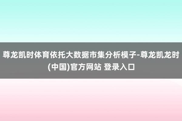 尊龙凯时体育依托大数据市集分析模子-尊龙凯龙时(中国)官方网站 登录入口