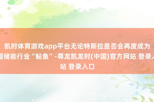 凯时体育游戏app平台无论特斯拉是否会再度成为中国储能行业“鲇鱼”-尊龙凯龙时(中国)官方网站 登录入口